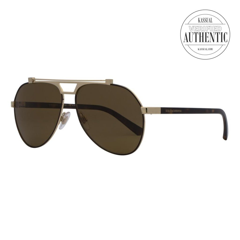 Dolce Gabbana Aviator Sunglasses DG2189 132083 Matte Brown Gold Pola KASSUAL