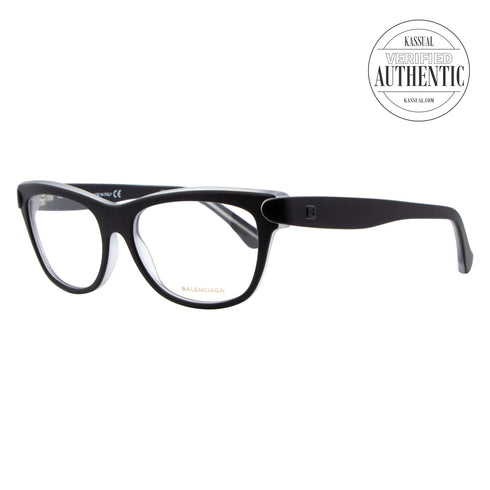 Balenciaga Oval Eyeglasses BA5025 003 Matte Black/Clear 53mm 5025