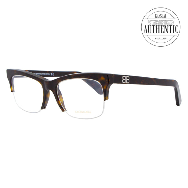 Balenciaga Rectangular Eyeglasses BA5087 052 Dark Havana 53mm 5087