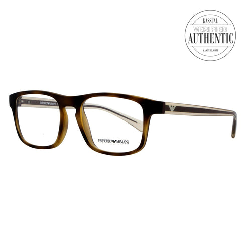 Emporio Armani Rectangular Eyeglasses EA3106 5089 Matte havana 53mm 3106