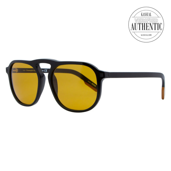 Ermenegildo Zegna Rectangular Sunglasses EZ0115 01E Shiny Black 55mm 0115