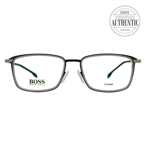 Hugo Boss Rectangular Eyeglasses BOSS1197 EAN Matte Green/ Ruthenium 56mm 1197