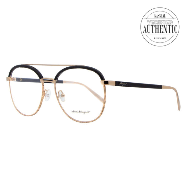 Salvatore Ferragamo Round Eyeglasses SF2195L 786 Rose Gold 57mm 2195