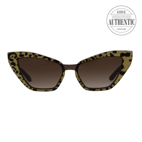 Dolce &amp; Gabbana Cateye Gafas de sol DG4357 320813 Leo Glitter Oro Sobre Negro 29mm 4357