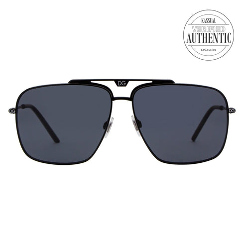 Dolce & Gabbana Navigator Sunglasses DG2264 110681 Matte Black Polarized 61mm 2264