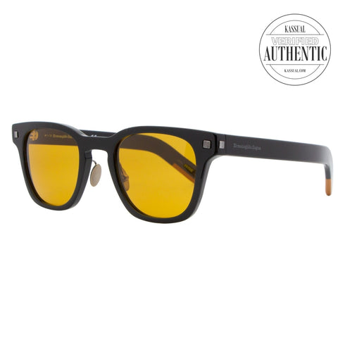 Ermenegildo Zegna Square Sunglasses EZ0125 01E Shiny Black 49mm 0125
