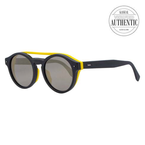 Fendi Round Sunglasses FFM0017-F KB7 Matte Black/Yellow 53mm M0017