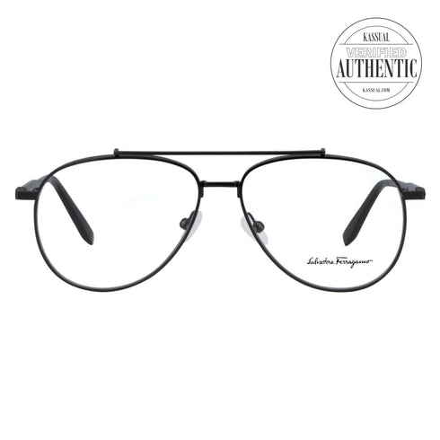 Salvatore Ferragamo Aviator Eyeglasses SF2184 069 Shiny Ruthenium 56mm 218