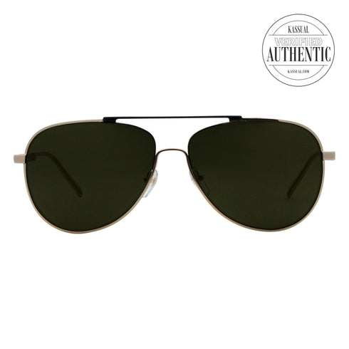 Salvatore Ferragamo Aviator Sunglasses SF174S 726 Shiny Gold/Olive 60mm 174S