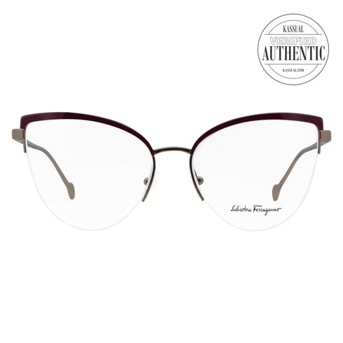 Salvatore Ferragamo Butterfly Eyeglasses SF2175 779 Plum/Light Rose Gold 56mm 2175