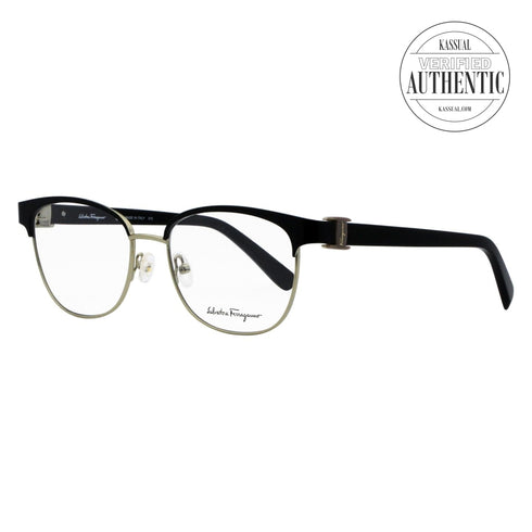 Salvatore Ferragamo Oval Eyeglasses SF2147 001 Black/Light Gold 53mm 2147