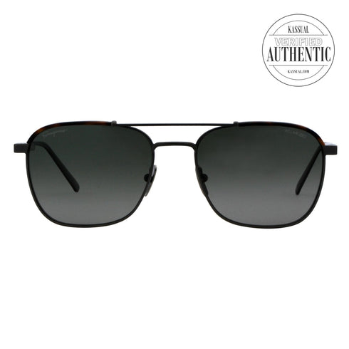 Salvatore Ferragamo Square Sunglasses SF162S 073 Ruthenium Polarized 56mm 162S