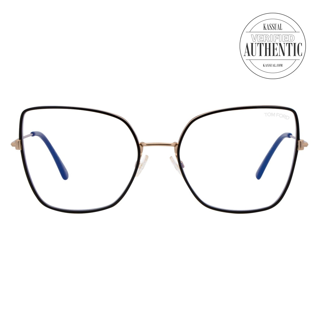 Tom Ford Butterfly Blue Blocker Eyeglasses TF5630-B 001 Shiny Black 56 ...