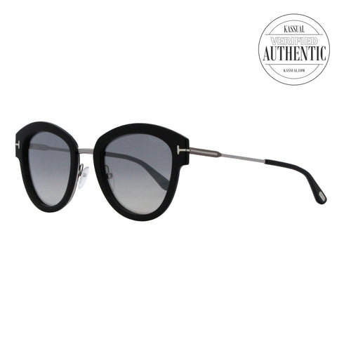 Tom Ford Mia Oval Sunglasses TF574 14C Black/Ruthenium 52mm 574